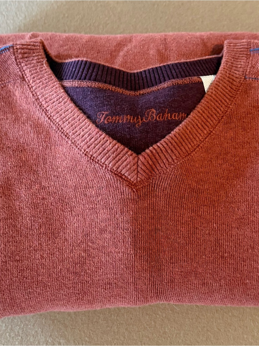 Tommy Bahama Men's Rust-Red V-Neck Sweater